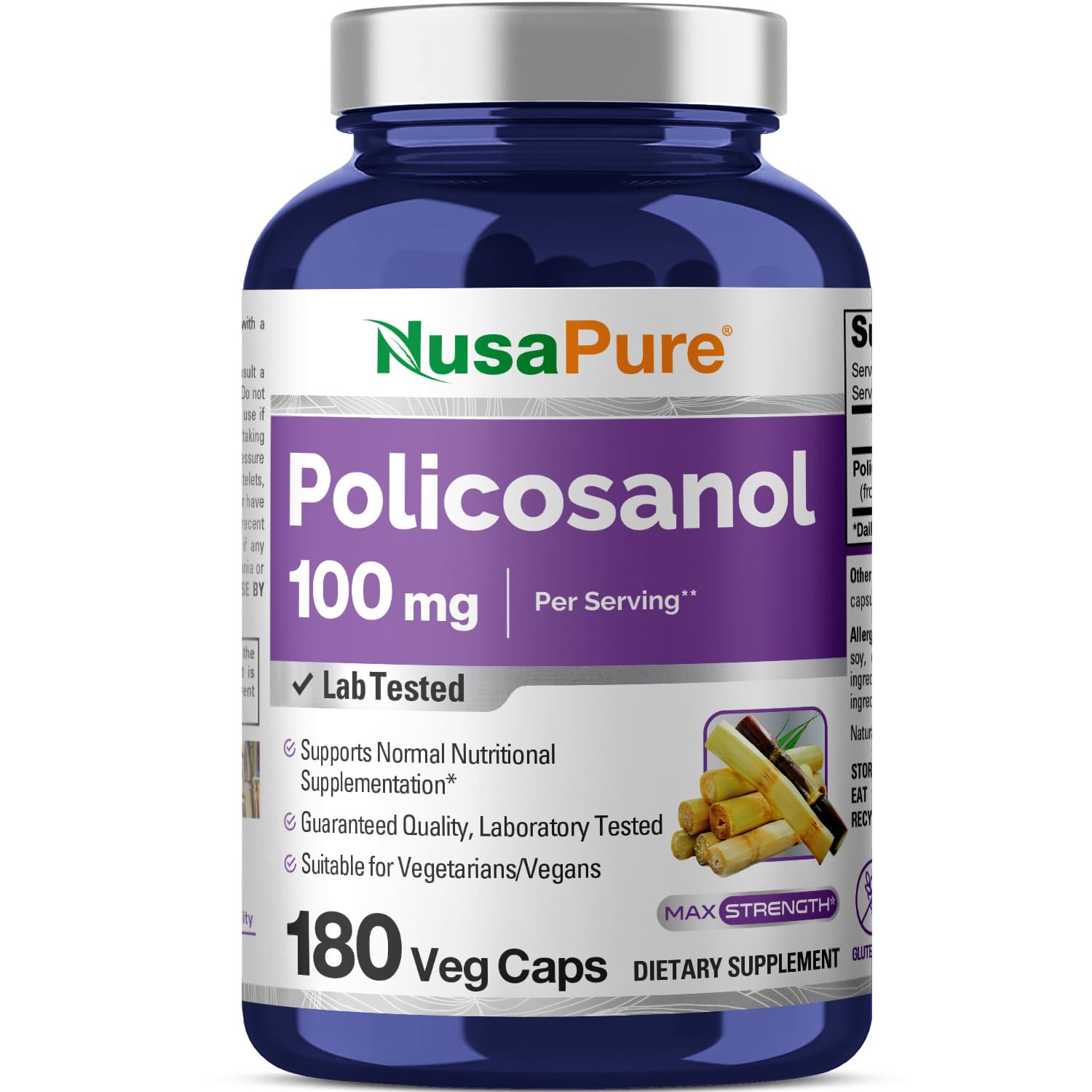 Foto 2 pulgar | Suplemento Policosanol Nusapure 180 Cápsulas Vegetarianas - Venta Internacional