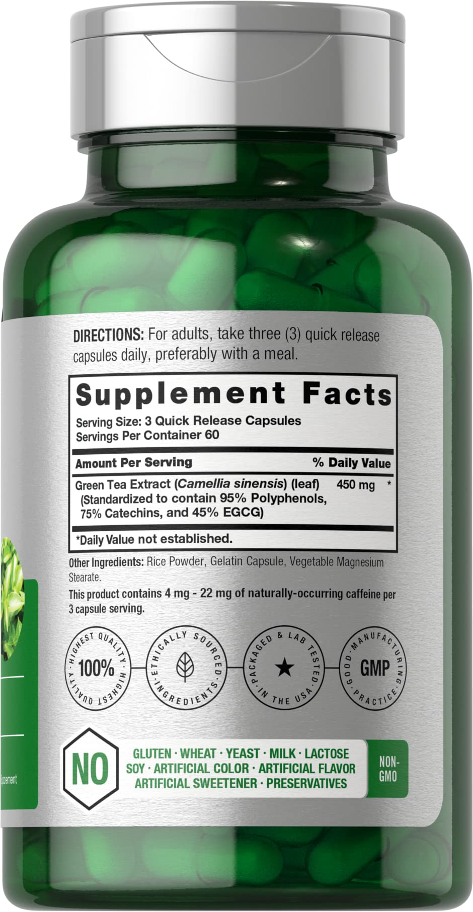 Foto 3 pulgar | Suplemento de Extracto de Té Verde Horbäach 450 mg 180 Cápsulas - Venta Internacional