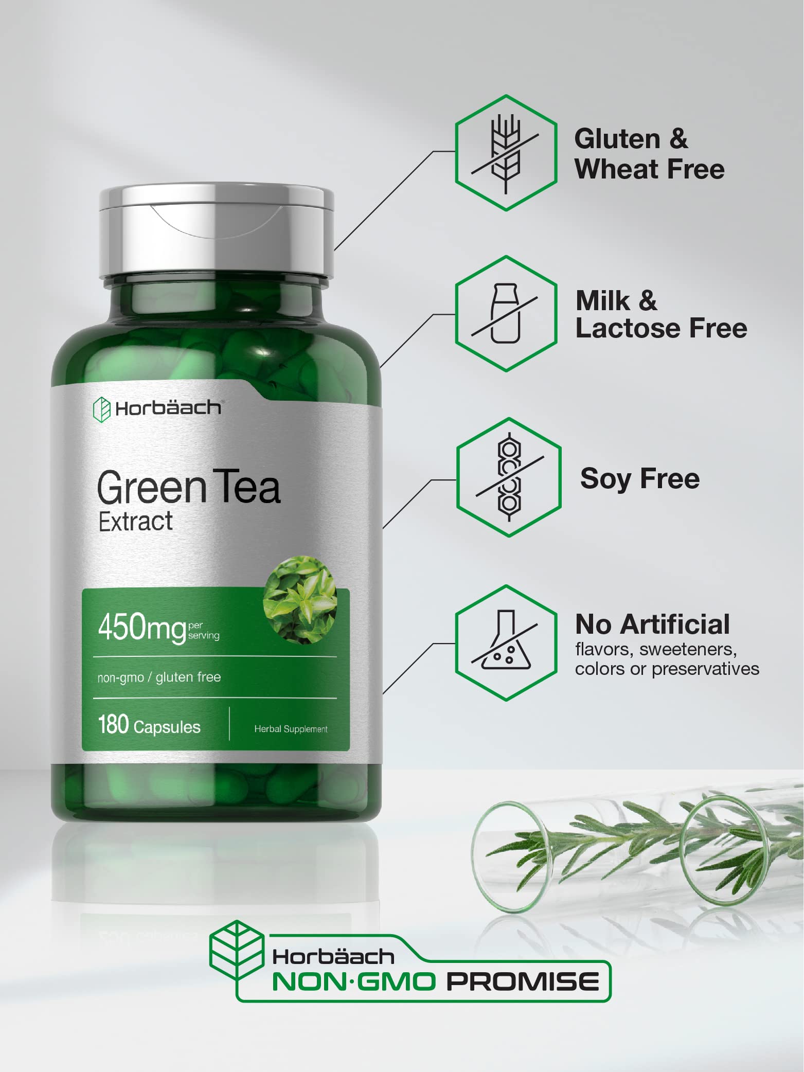 Foto 5 pulgar | Suplemento de Extracto de Té Verde Horbäach 450 mg 180 Cápsulas - Venta Internacional