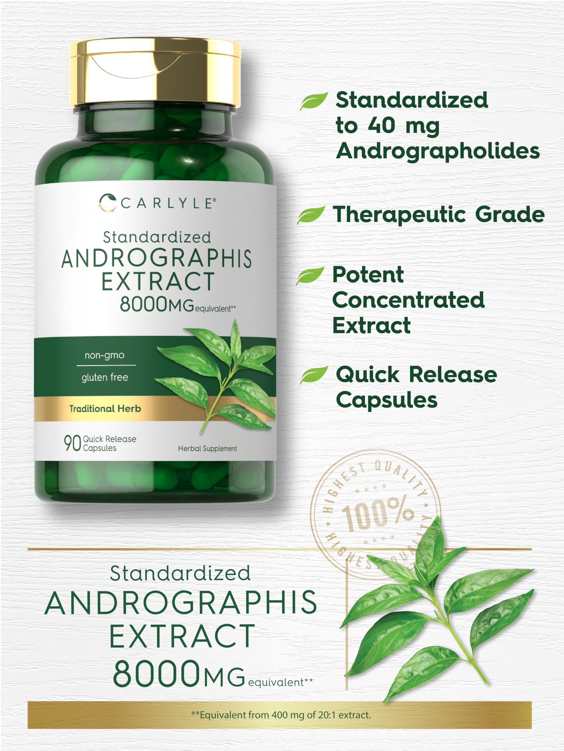 Foto 4 | Suplemento Carlyle Andrographis Paniculata Cápsulas 90 Unidades - Venta Internacional