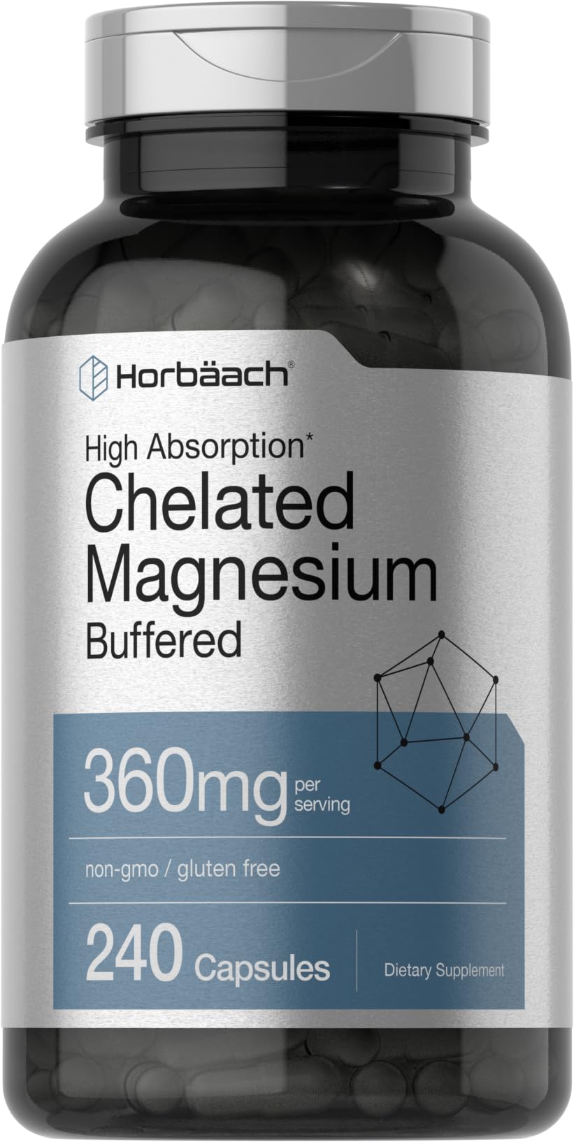 Foto 2 pulgar | Suplemento Horbäach de Magnesio Quelado 360 mg 240 Cápsulas - Venta Internacional