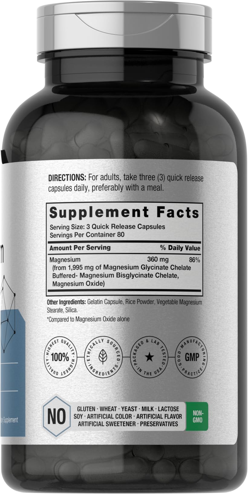Foto 3 pulgar | Suplemento Horbäach de Magnesio Quelado 360 mg 240 Cápsulas - Venta Internacional