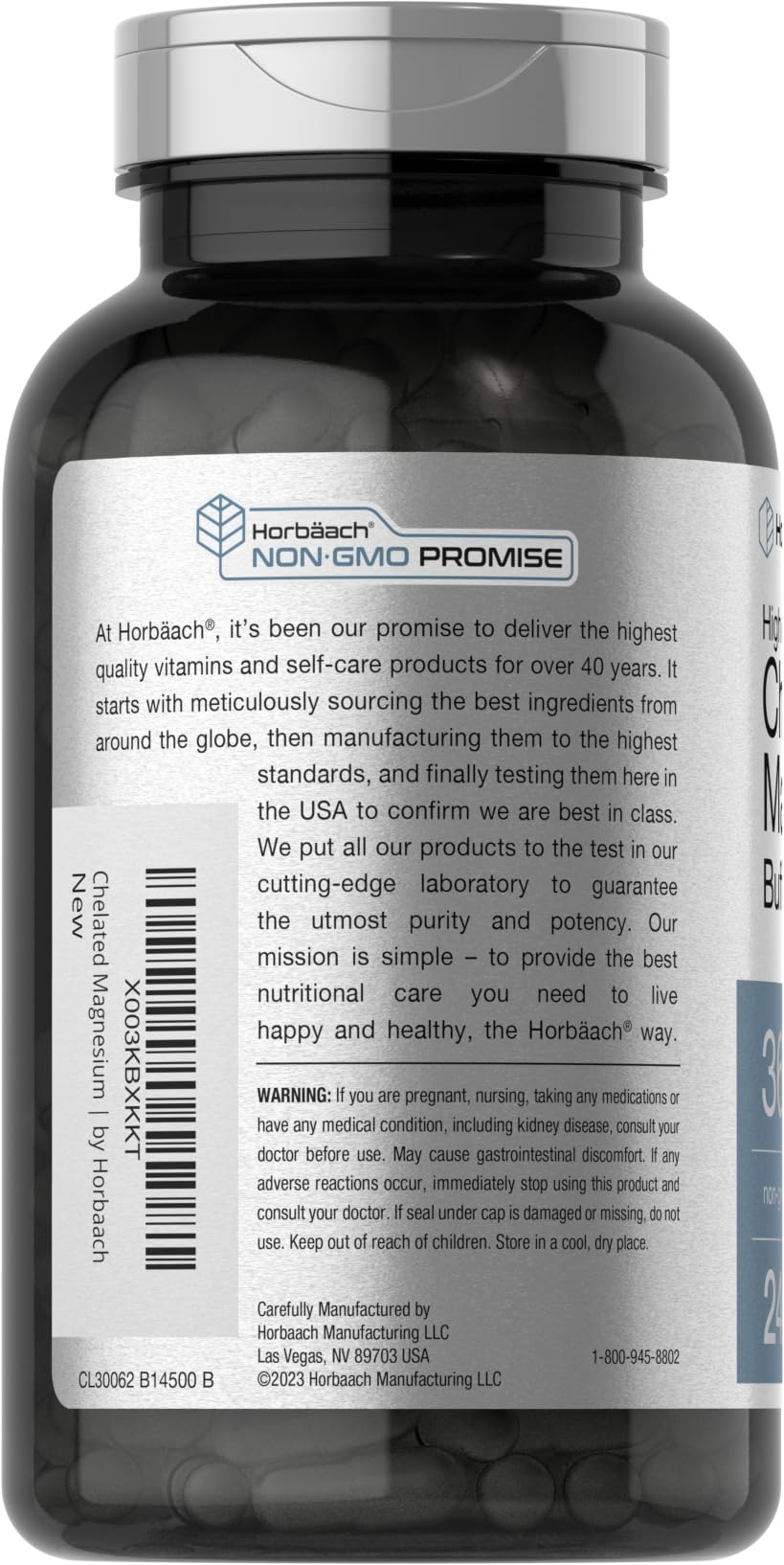 Foto 4 pulgar | Suplemento Horbäach de Magnesio Quelado 360 mg 240 Cápsulas - Venta Internacional