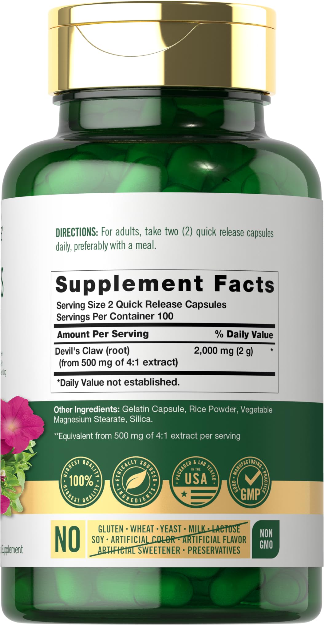 Foto 3 pulgar | Suplemento Carlyle Devils Claw 2000 Mg 200 Cápsulas - Venta Internacional