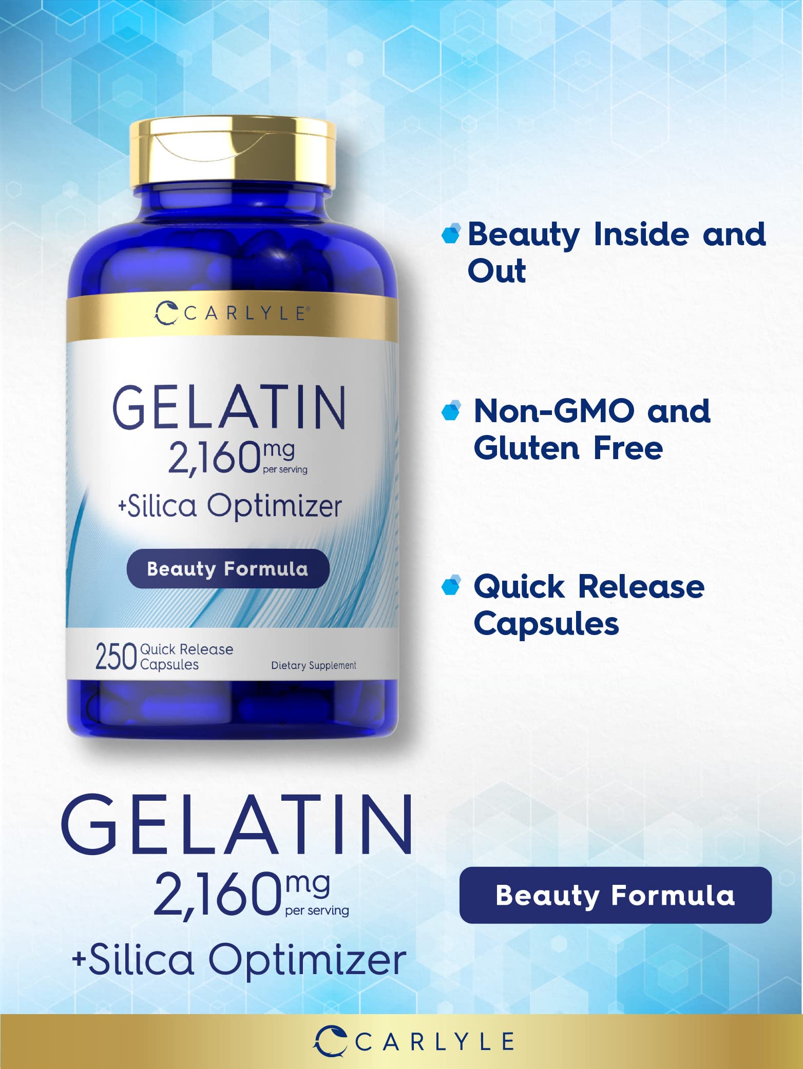 Foto 4 pulgar | Suplemento Carlyle Gelatin + Silica Optimizer 250 Cápsulas - Venta Internacional