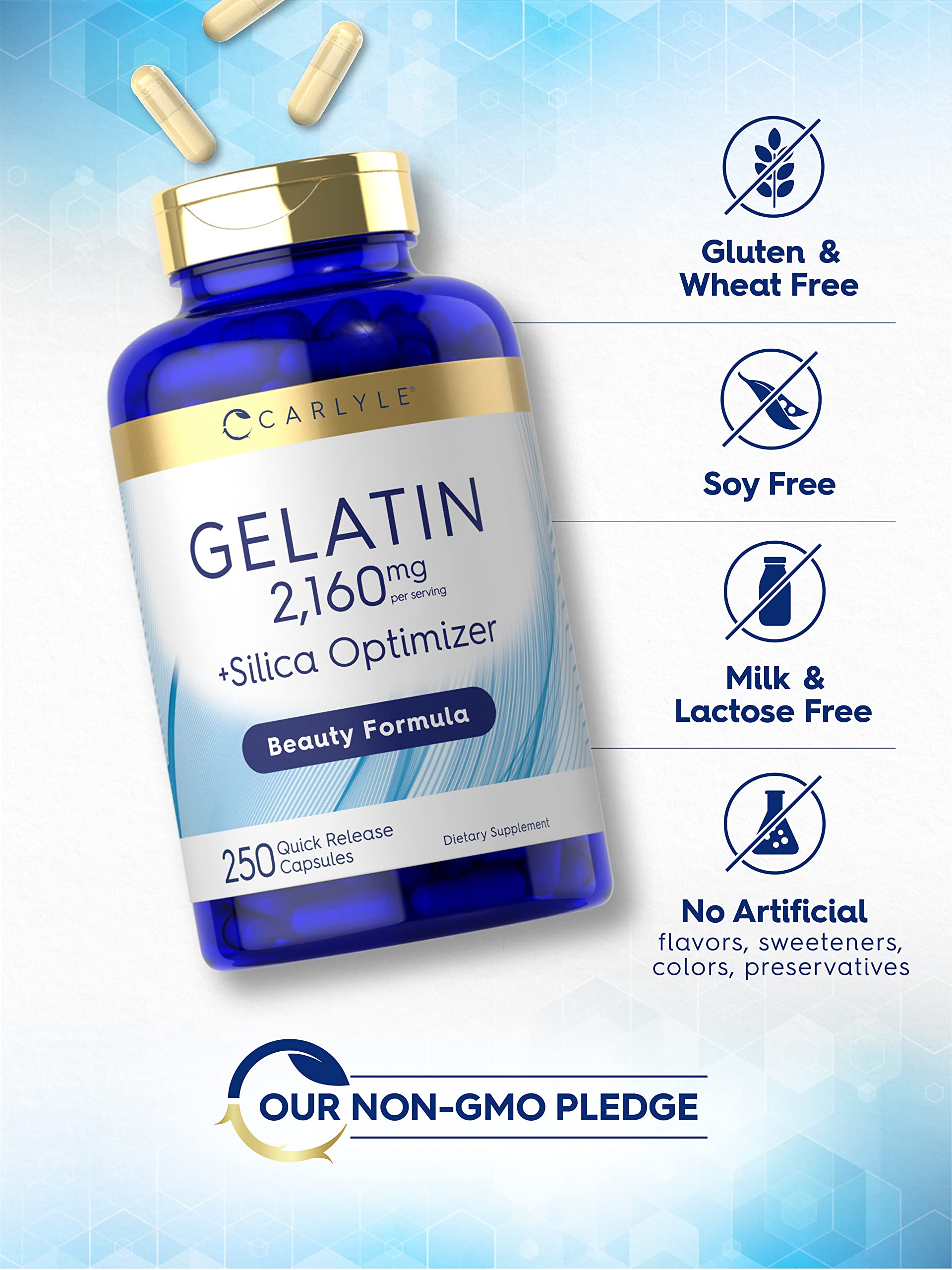 Foto 5 pulgar | Suplemento Carlyle Gelatin + Silica Optimizer 250 Cápsulas - Venta Internacional