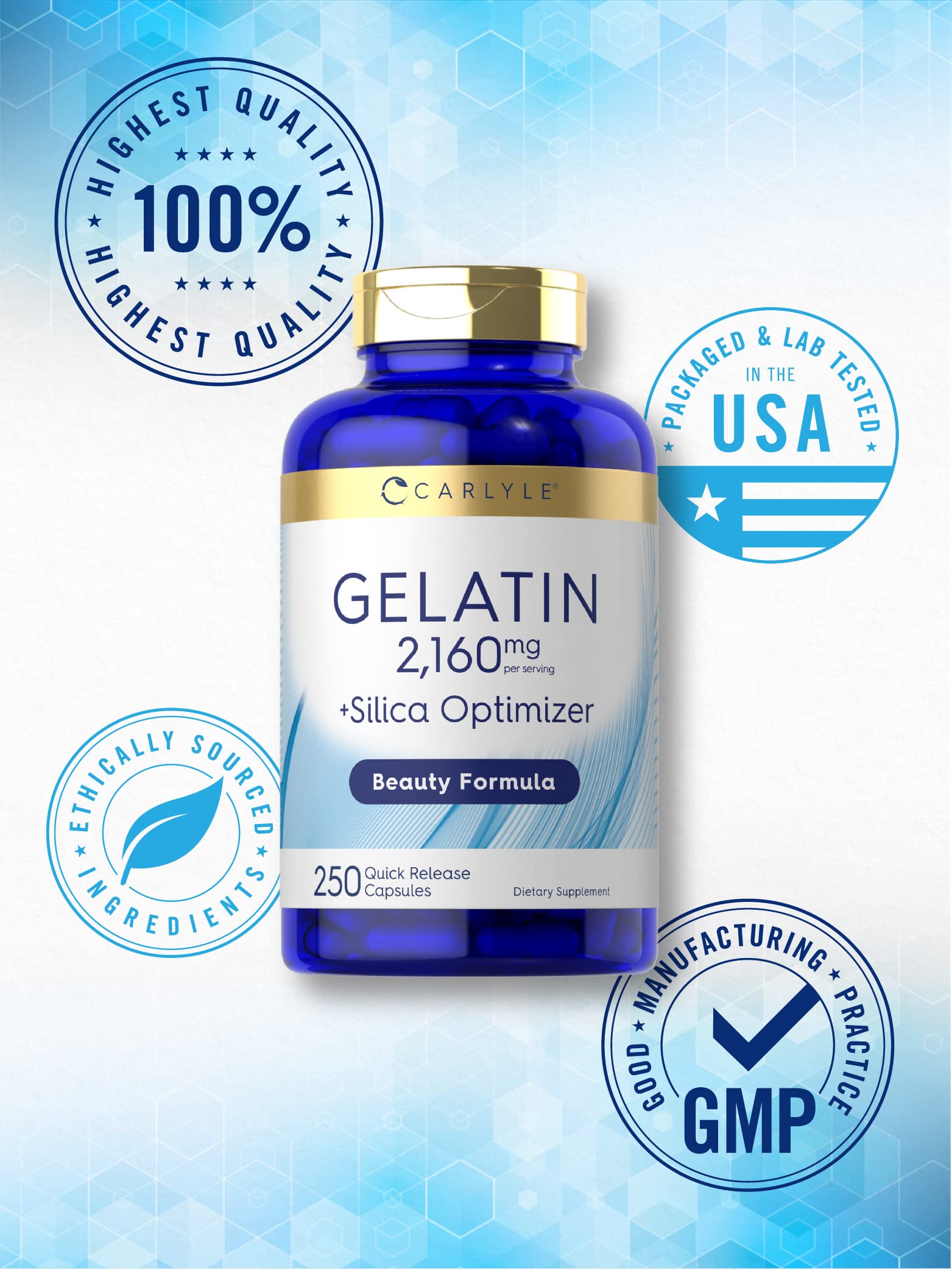 Foto 5 | Suplemento Carlyle Gelatin + Silica Optimizer 250 Cápsulas - Venta Internacional