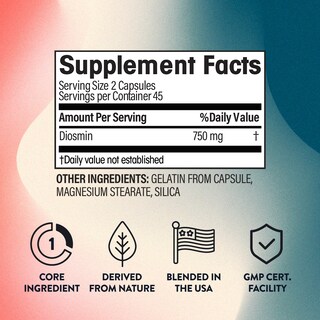 Foto 3 | Suplemento NGL Pure Diosmin 750 mg con Bioflavonoides Cítricos 90 Cápsulas - Venta Internacional