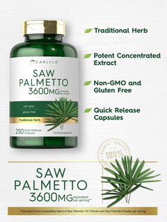 Foto 3 | Suplemento de Extracto de Palma Enana Americana Carlyle 3600 mg 250 Cápsulas - Venta Internacional