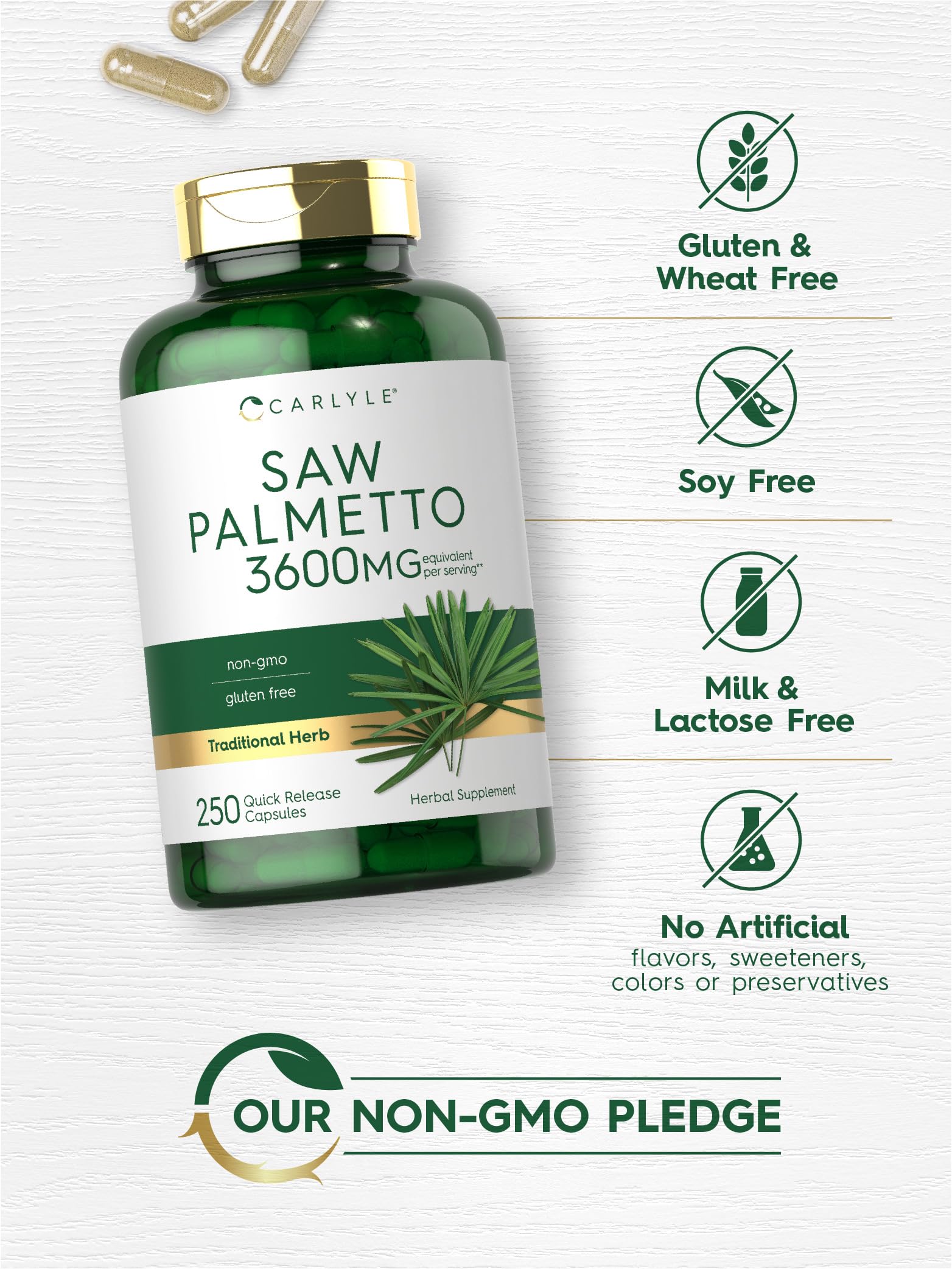 Foto 4 | Suplemento de Extracto de Palma Enana Americana Carlyle 3600 mg 250 Cápsulas - Venta Internacional