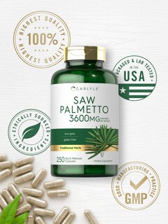 Foto 5 | Suplemento de Extracto de Palma Enana Americana Carlyle 3600 mg 250 Cápsulas - Venta Internacional