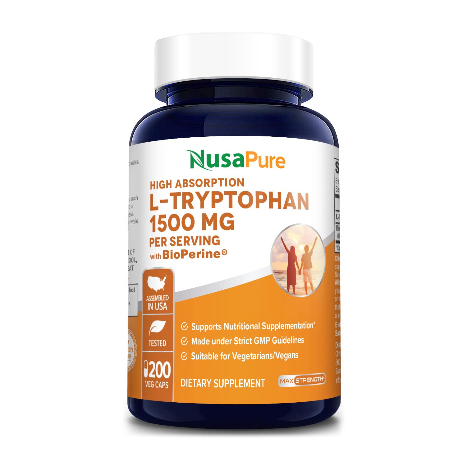 Suplemento Nusapure L-triptófano 200 Cápsulas Vegetarianas - Venta Internacional