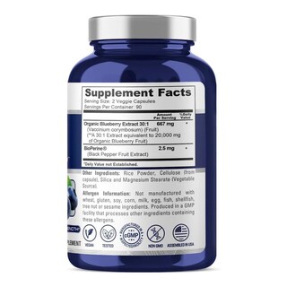Foto 2 | Suplemento de Concentrado de Arándanos Nusapure 20 000 mg 180 Cápsulas - Venta Internacional
