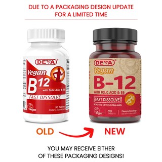 Foto 2 | Suplemento Deva Vitamina B12 Vegana con Ácido Fólico 90 Tabletas - Venta Internacional
