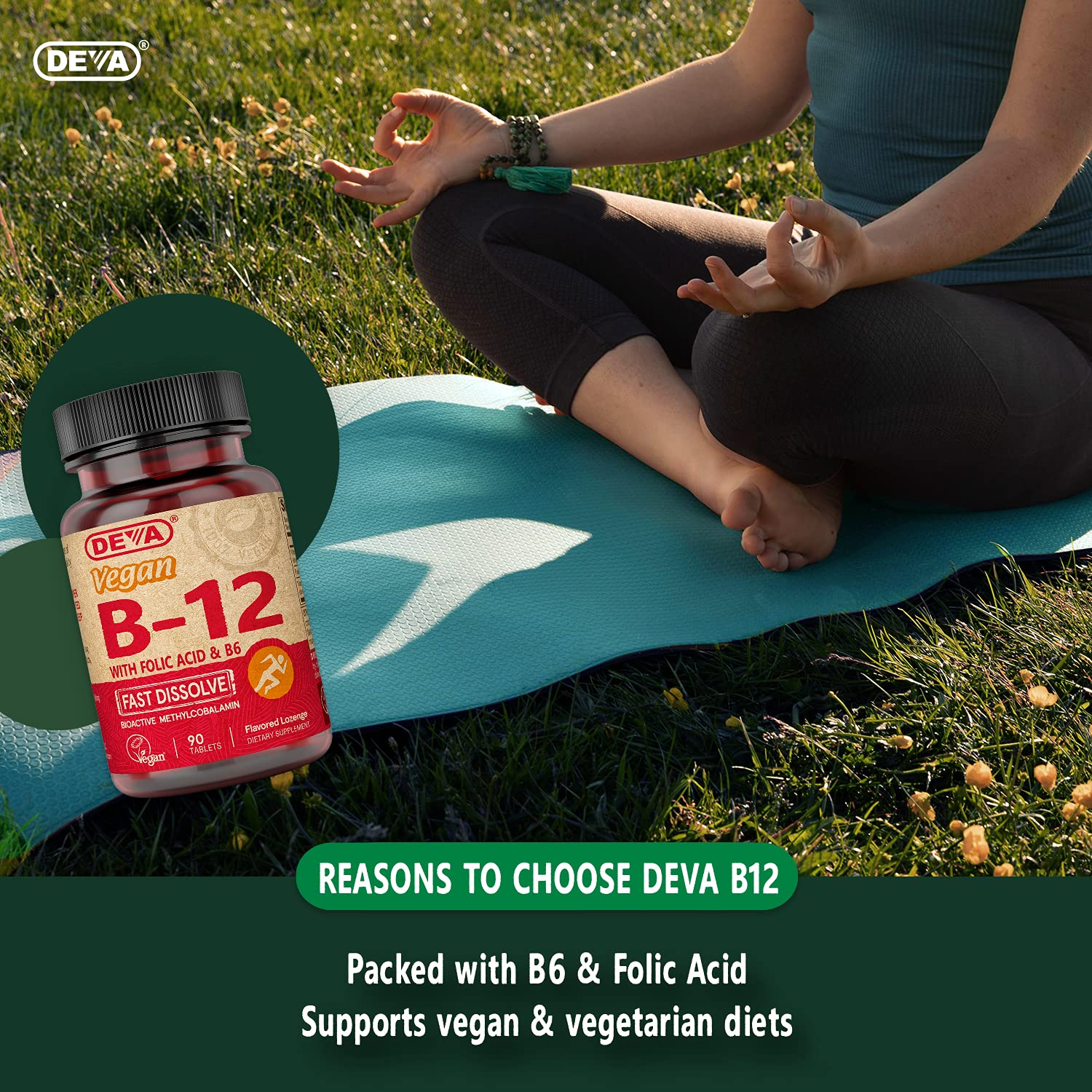Foto 6 pulgar | Suplemento Deva Vitamina B12 Vegana con Ácido Fólico 90 Tabletas - Venta Internacional