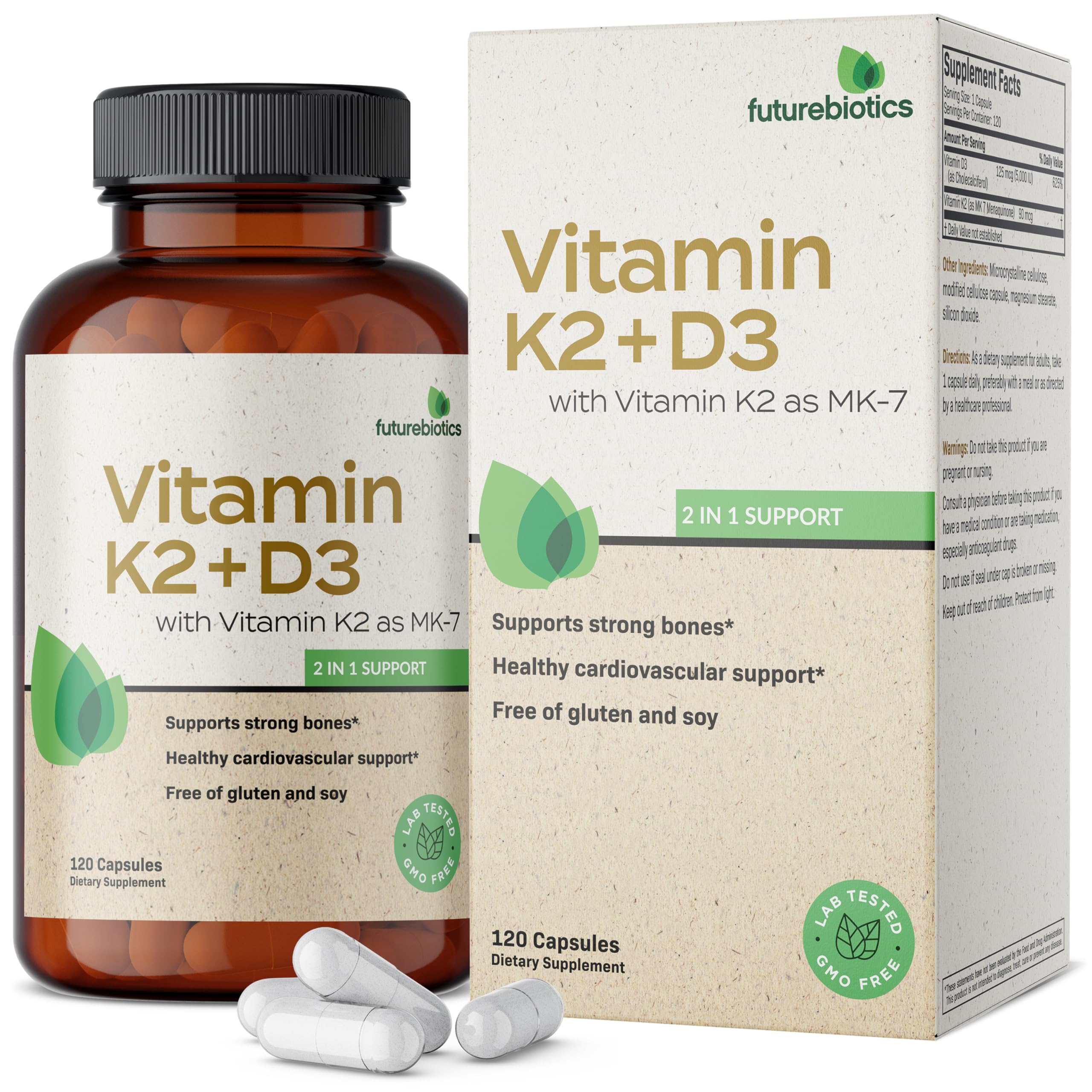 Foto 2 pulgar | Vitamina D3 y K2 Futurebiotics 120 Cápsulas - Venta Internacional