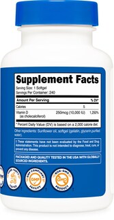 Foto 5 | Vitamina D3 Nutricost 10000 Iu de Gelatina Blanda 240 Cápsulas - Venta Internacional