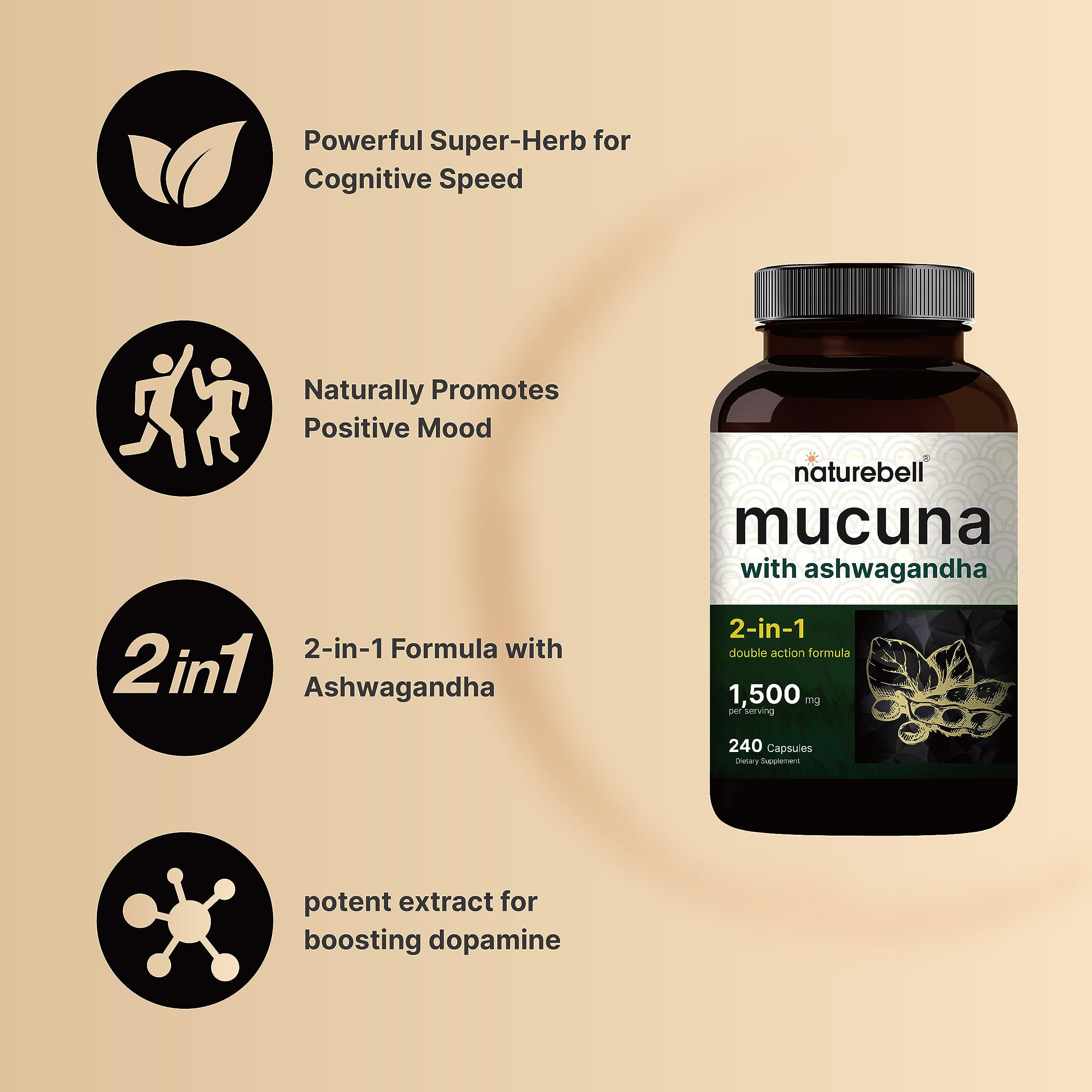Foto 4 pulgar | Suplemento NatureBell Mucuma 2 Paquetes de 240 Cápsulas-Venta Internacional