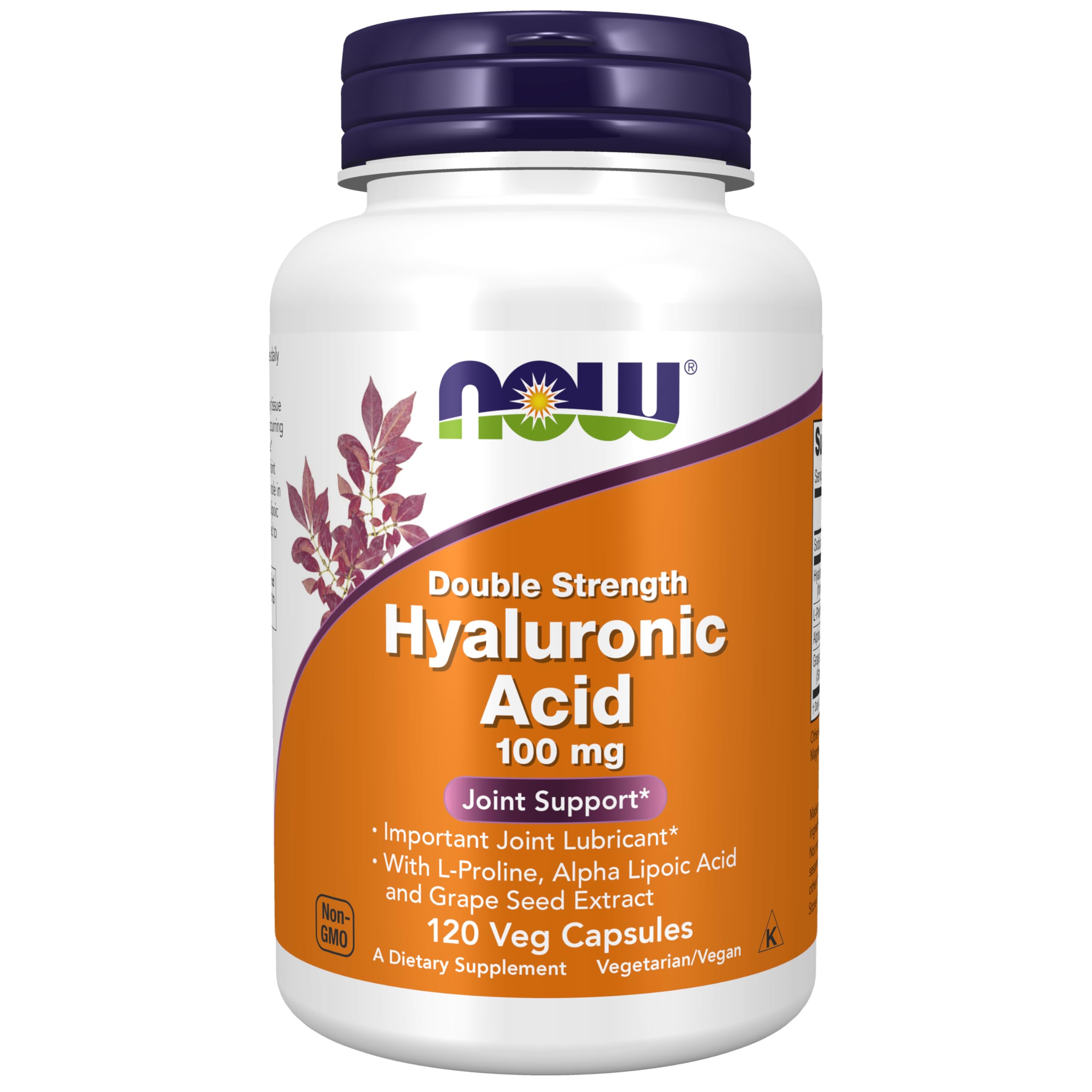 Foto 1 | Ácido Hialurónico NOW 100mg Doble Concentración 120 Cápsulas Vegetales