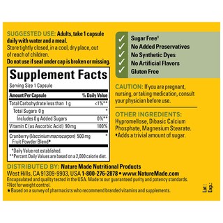 Foto 6 | Suplemento Nature Made Cranberry 500 Mg con Vitamina C 60 Cápsulas - Venta Internacional