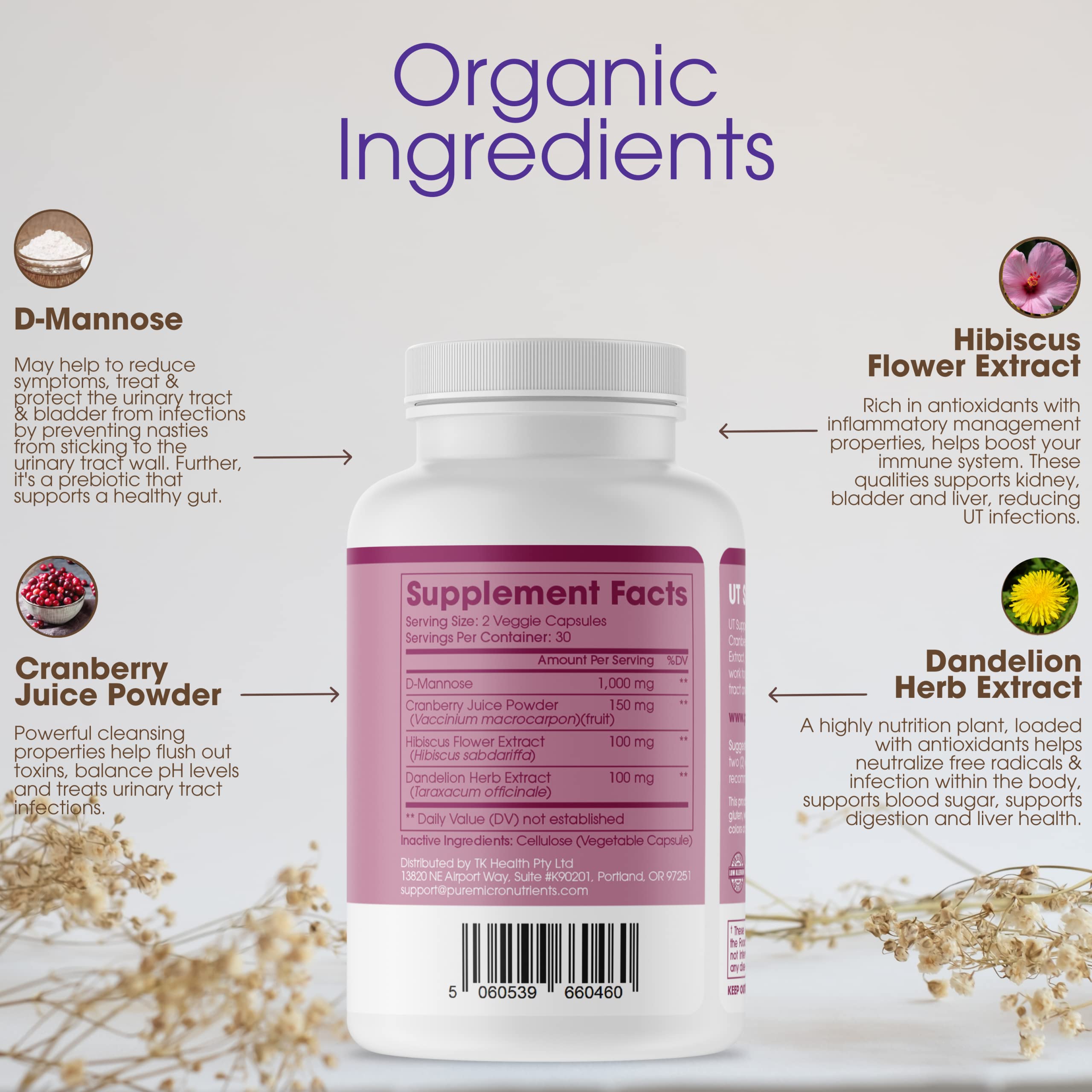 Foto 5 pulgar | Suplemento Pure Micronutrients Ut Support 1000 Mg 60 Cápsulas - Venta Internacional