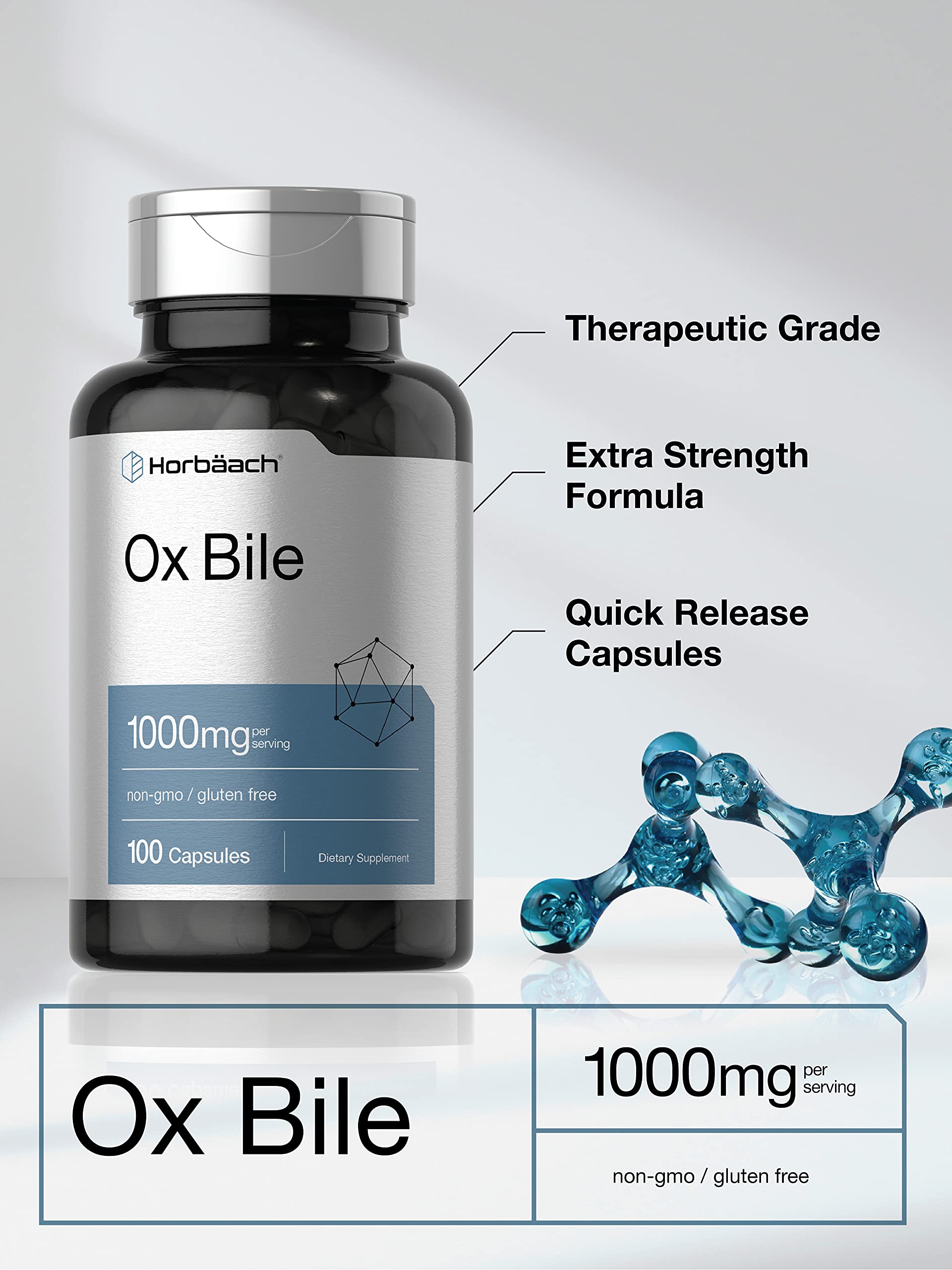 Foto 5 pulgar | Suplemento Horbäach Ox Bile 1000 Mg 100 Cápsulas - Venta Internacional
