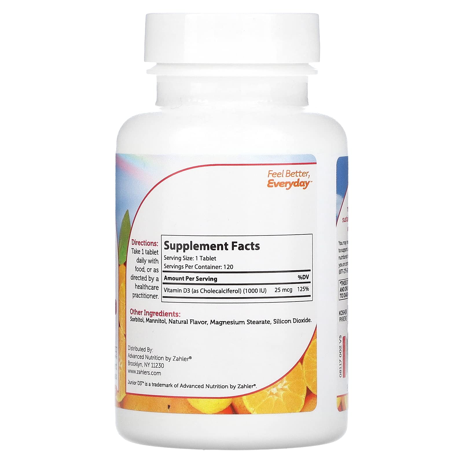Foto 3 pulgar | Vitamina D3 Masticable Zahler 1000 Iu Para Niños - Venta Internacional