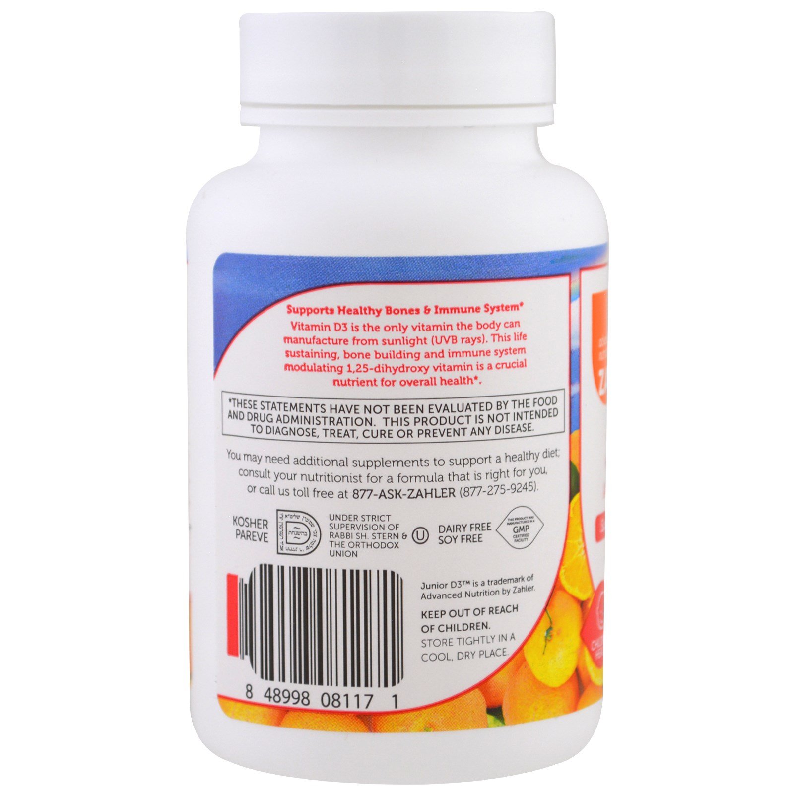 Foto 4 pulgar | Vitamina D3 Masticable Zahler 1000 Iu Para Niños - Venta Internacional