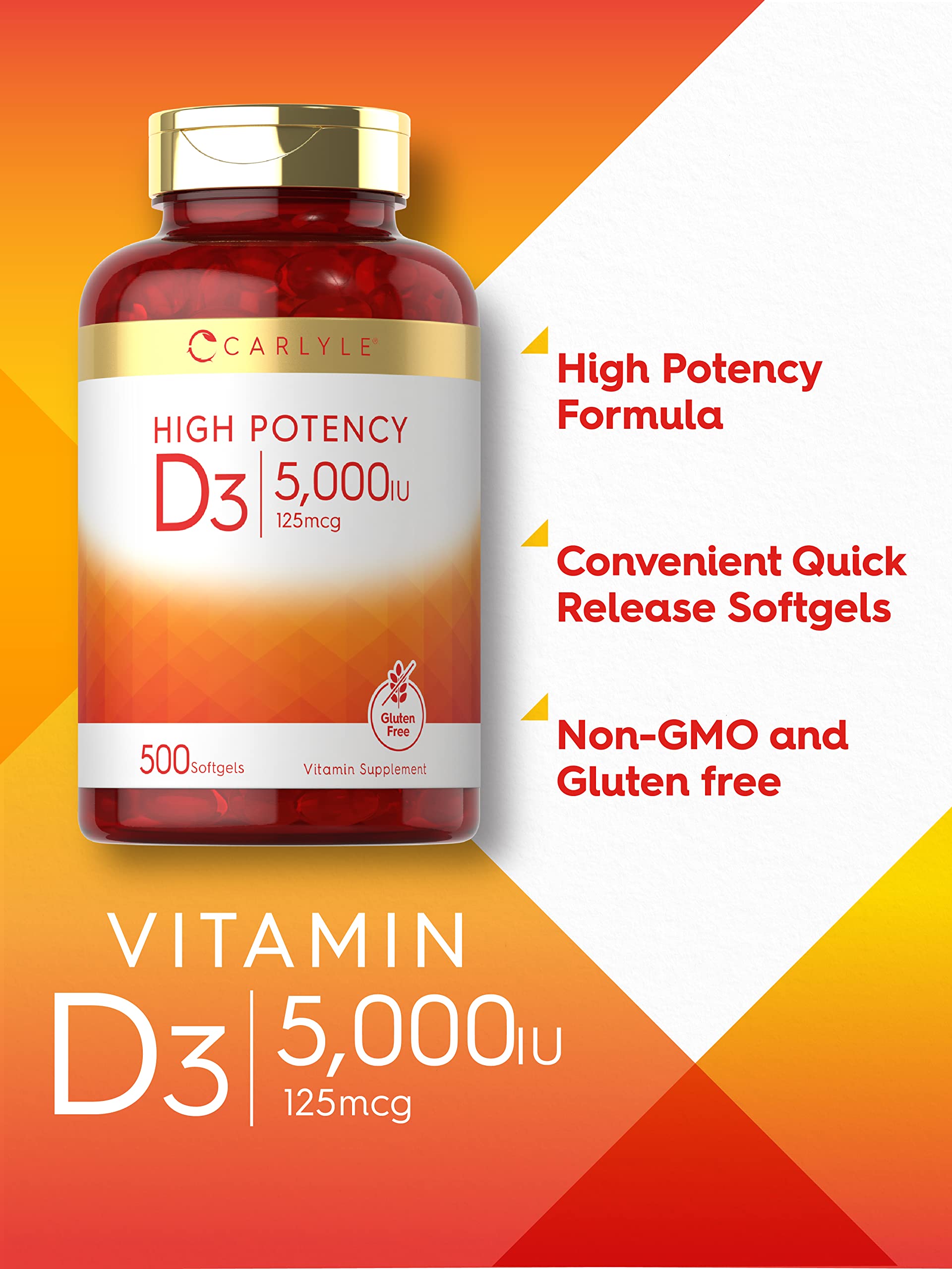 Foto 4 pulgar | Suplemento Carlyle de Vitamina D3 5000 Ui 500 Cápsulas Blandas - Venta Internacional