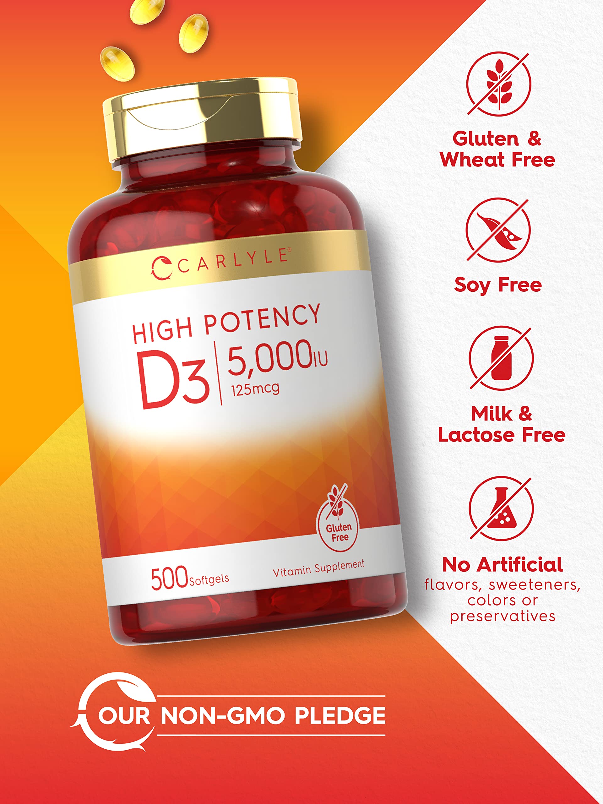 Foto 4 | Suplemento Carlyle de Vitamina D3 5000 Ui 500 Cápsulas Blandas - Venta Internacional