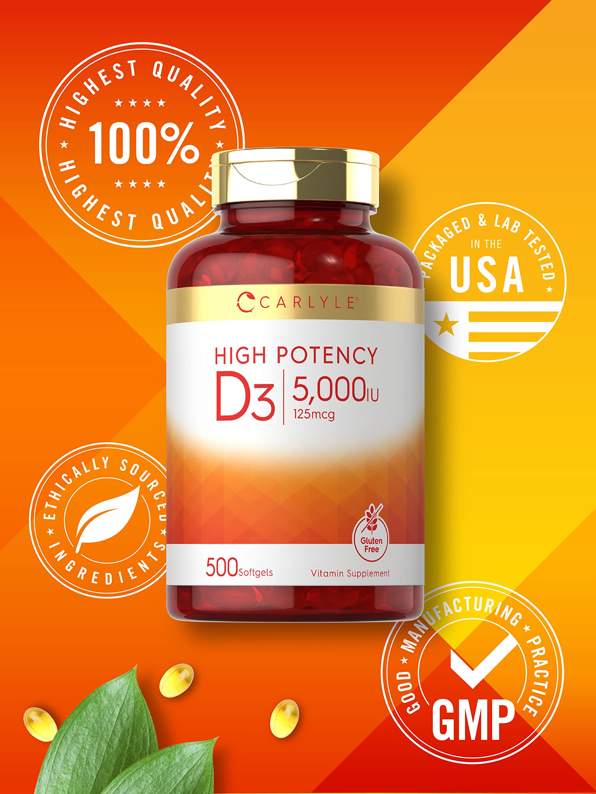 Foto 6 pulgar | Suplemento Carlyle de Vitamina D3 5000 Ui 500 Cápsulas Blandas - Venta Internacional