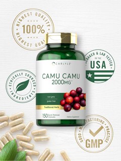 Foto 5 | Suplemento Carlyle Camu Camu en Cápsulas de 2000 Mg con Vitamina C - Venta Internacional