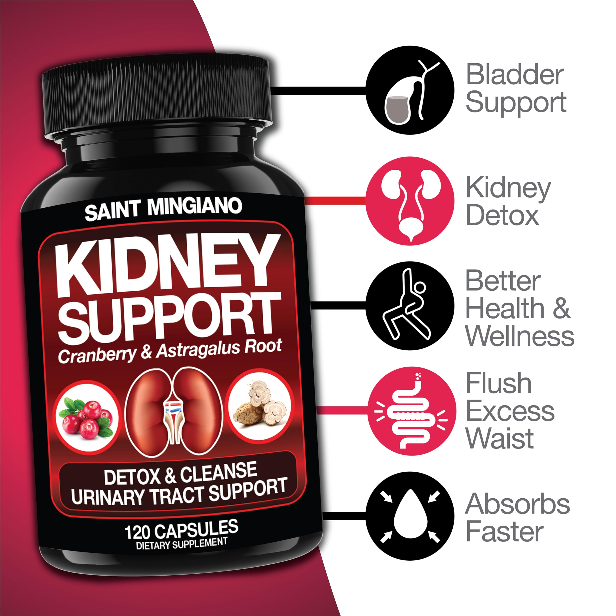 Foto 5 | Suplemento Saint Mingiano Kidney Support 120 Cápsulas - Venta Internacional