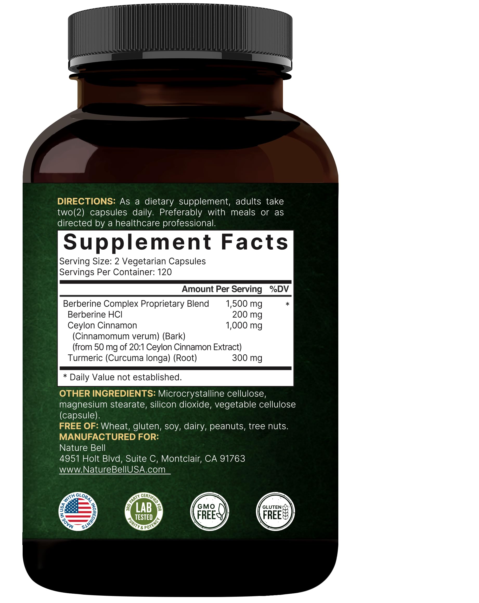 Foto 8 pulgar | Suplemento Naturebell Berberine con Canela de Ceilán y Cúrcuma - Venta Internacional