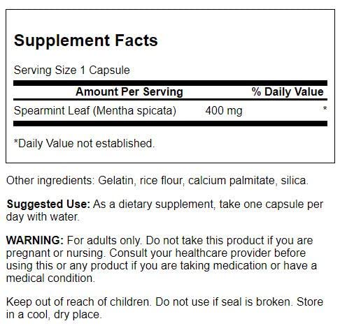 Foto 3 pulgar | Suplemento Swanson Spearmint Leaf 400 Mg 60 Cápsulas- Venta Internacional