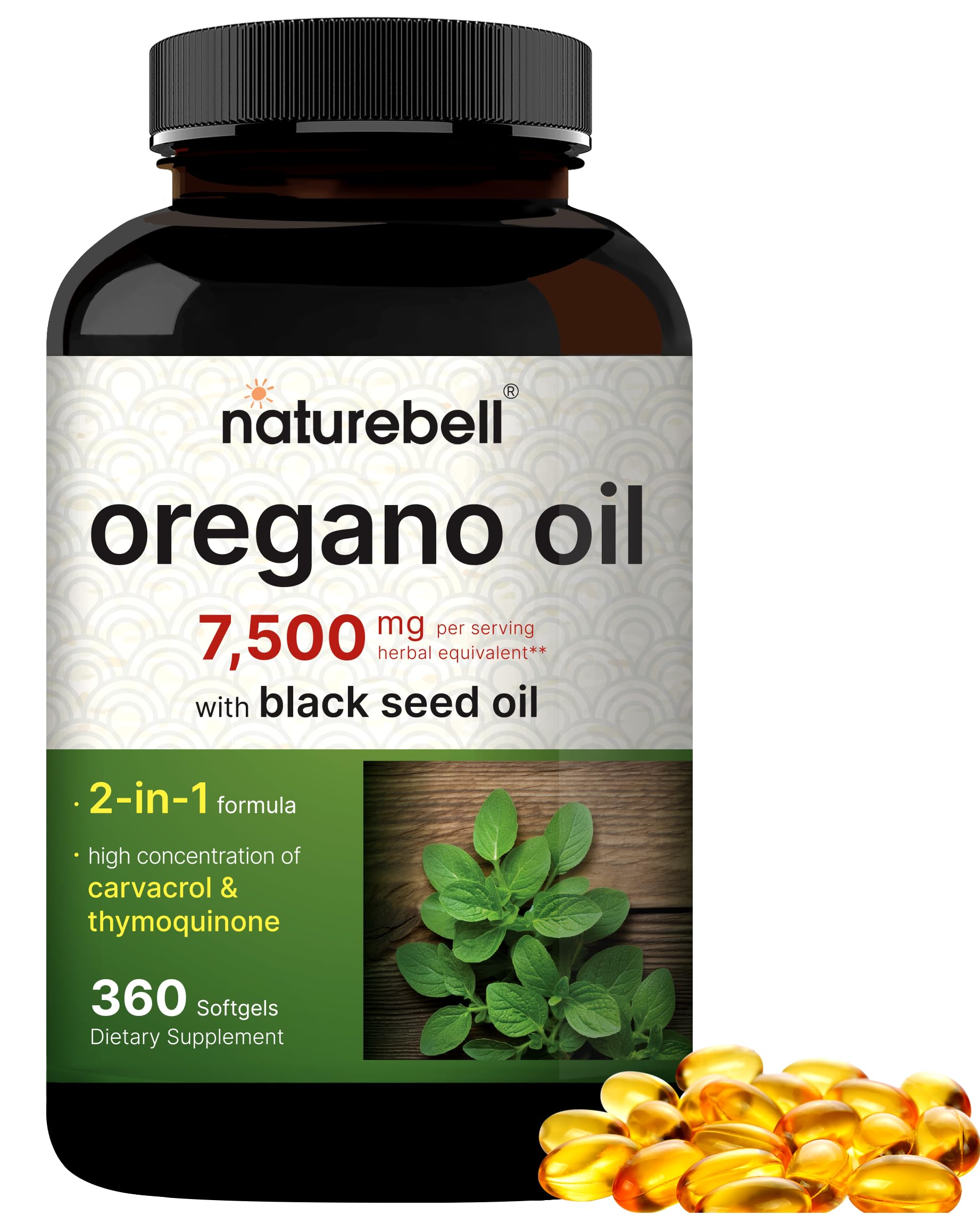 Foto 2 pulgar | Suplemento de Aceite de Orégano Naturebell 7500 mg con Aceite de Semilla Negra - Venta Internacional