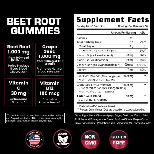 Foto 3 pulgar | Masticables de Raíz de Remolacha Vitamizados Potentes Refuerzan El Corazón 1000 Mg - Venta Internacional
