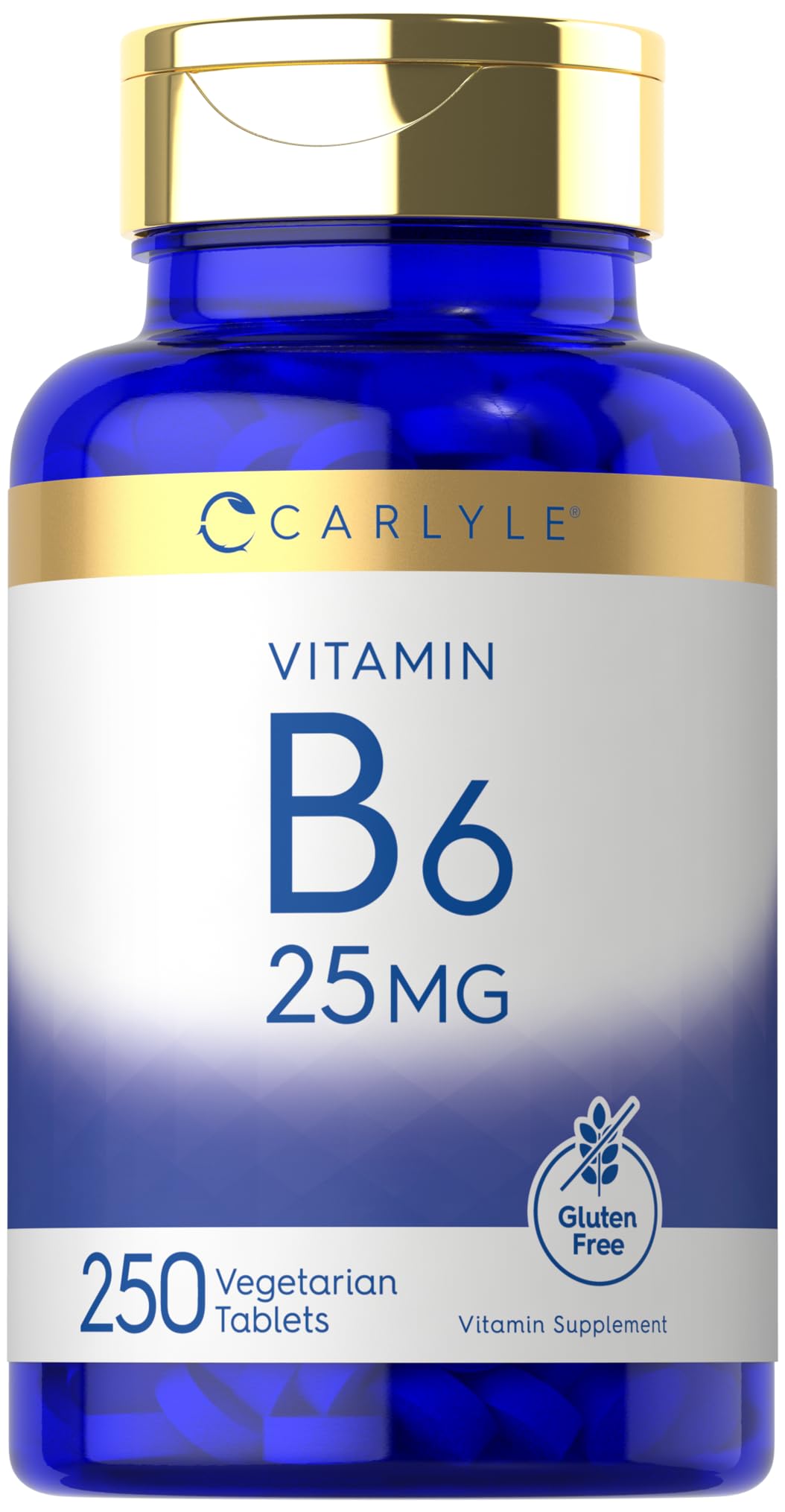 Suplemento Carlyle de Vitamina B6 25 mg 250 Comprimidos Vegetariano - Venta Internacional