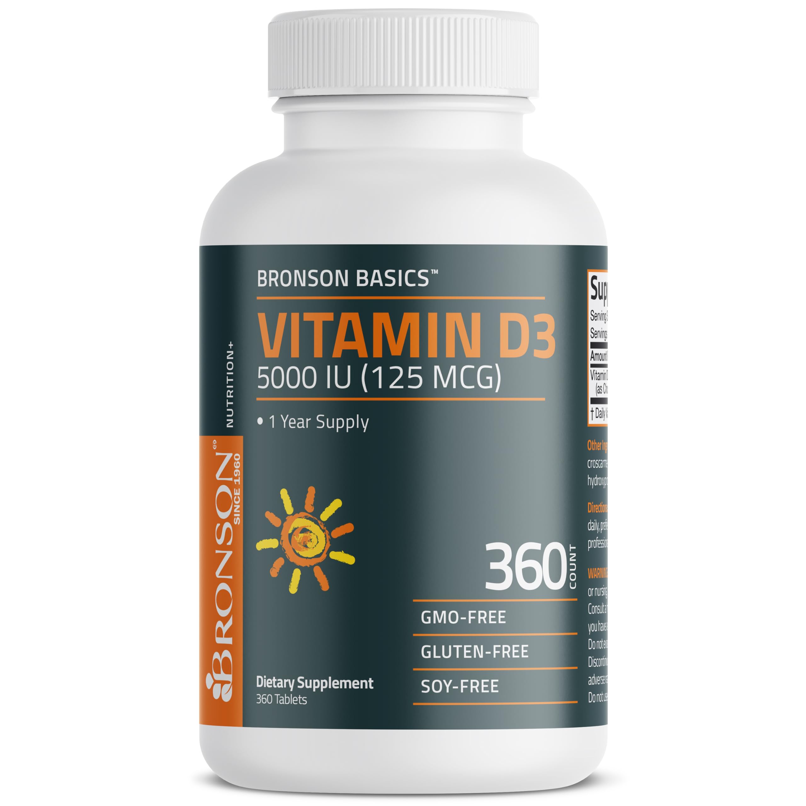 Foto 6 pulgar | Vitamina D3 Bronson 5000 Ui 360 Tabletas - Venta Internacional