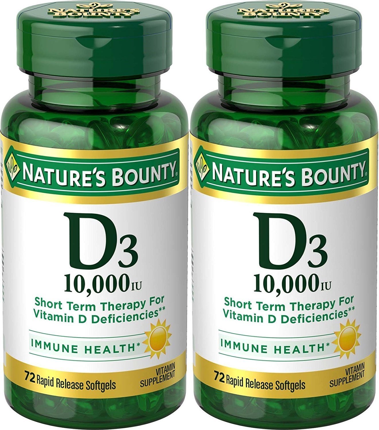 Foto 2 pulgar | Suplemento Nature's Bounty Ultra Strength D3-10,000 Ui 2 Frascos con 72 Cápsulas C/U - Venta Internacional
