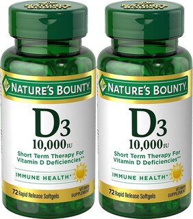 Foto 1 | Suplemento Nature's Bounty Ultra Strength D3-10,000 Ui 2 Frascos con 72 Cápsulas C/U - Venta Internacional