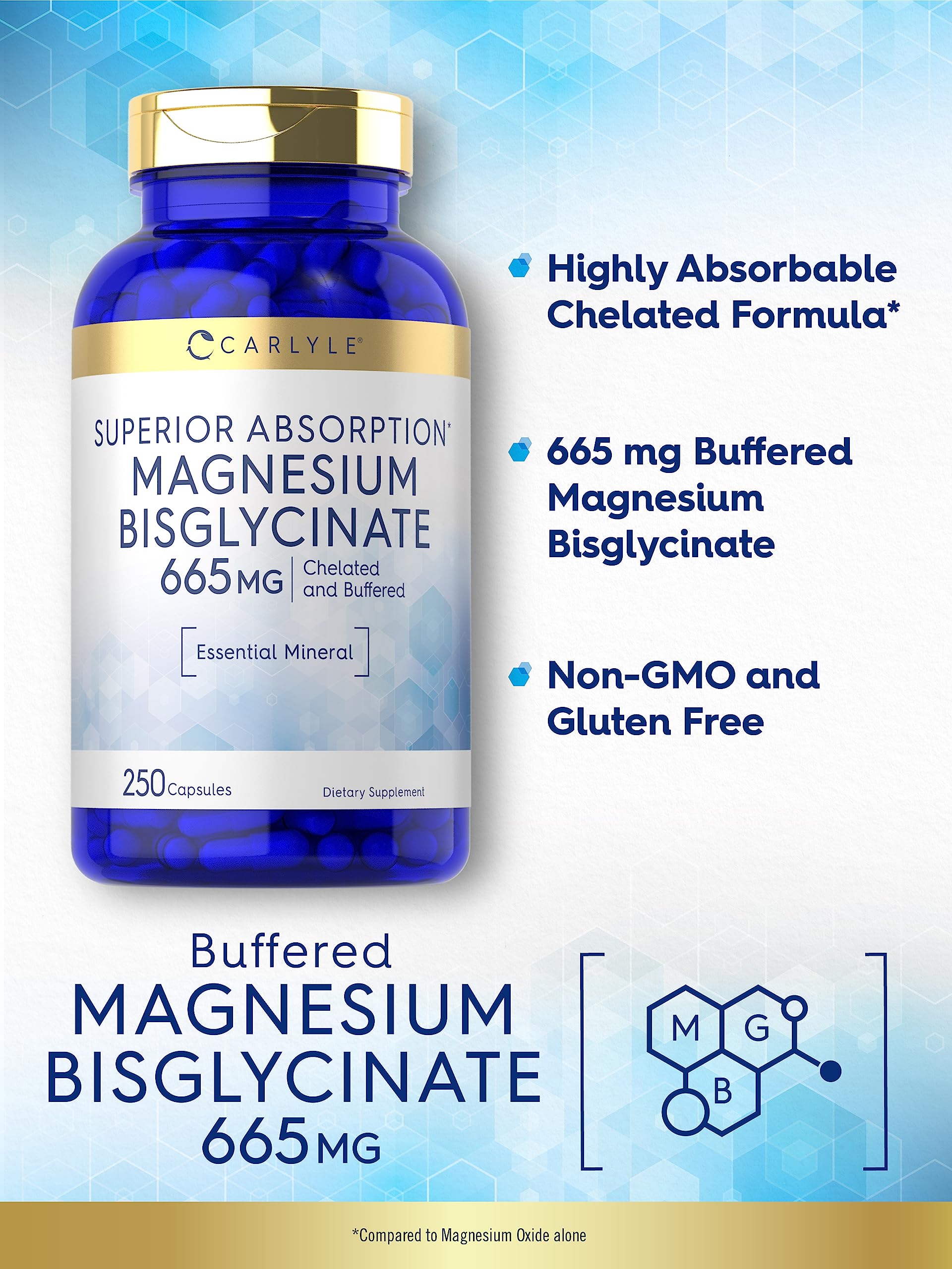 Foto 4 pulgar | Suplemento de Bisglicinato de Magnesio Tamponado Carlyle 665 Mg - Venta Internacional