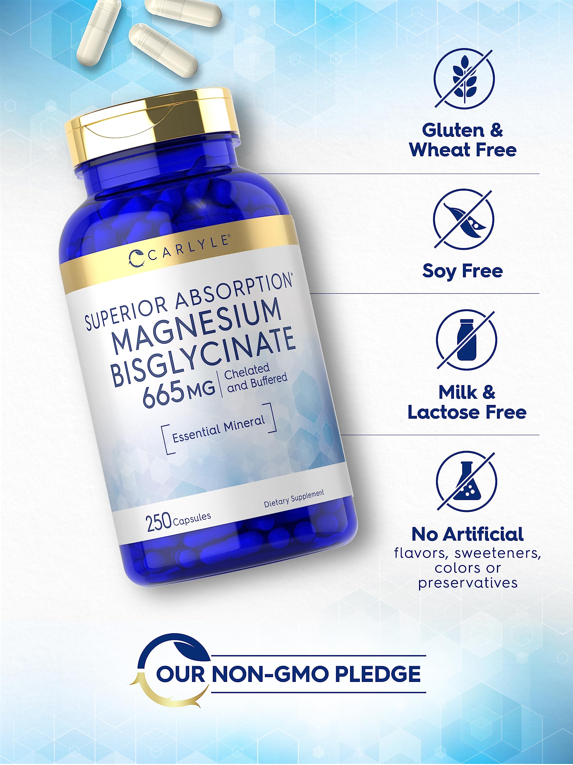 Foto 5 pulgar | Suplemento de Bisglicinato de Magnesio Tamponado Carlyle 665 Mg - Venta Internacional