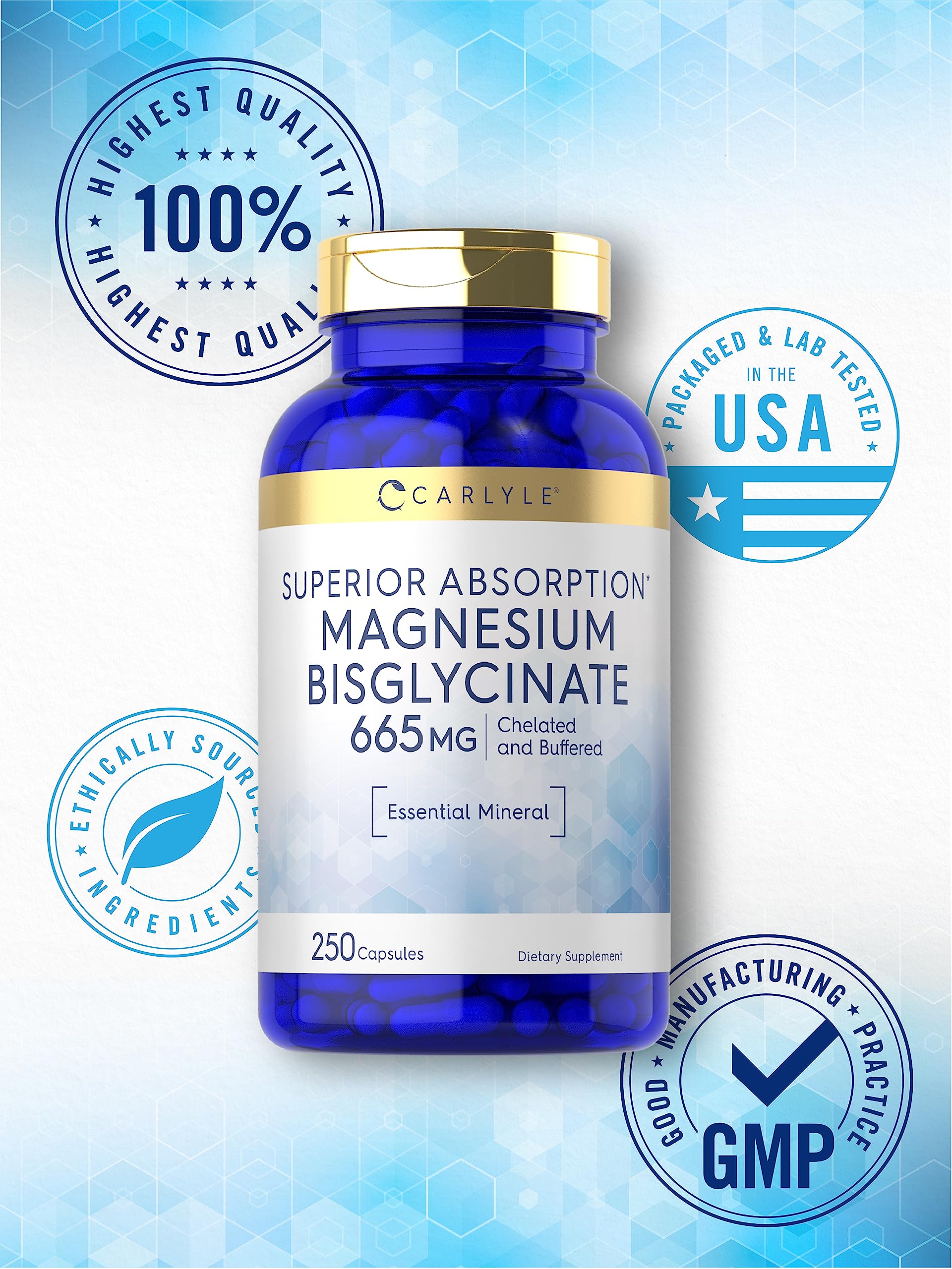 Foto 6 pulgar | Suplemento de Bisglicinato de Magnesio Tamponado Carlyle 665 Mg - Venta Internacional