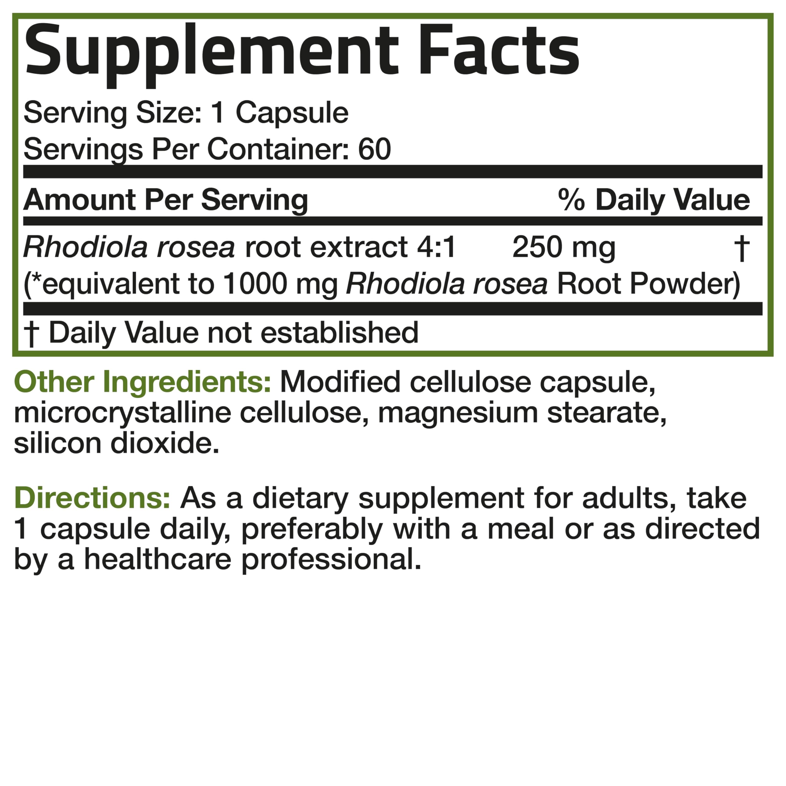 Foto 7 | Suplemento Bronson Rhodiola Rosea 60 Cápsulas - Venta Internacional
