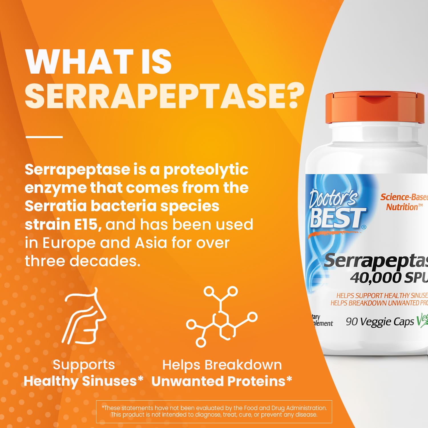 Foto 5 pulgar | Suplemento Doctor's Best Serrapeptase 40,000 SPU 90 Cápsulas - Venta Internacional