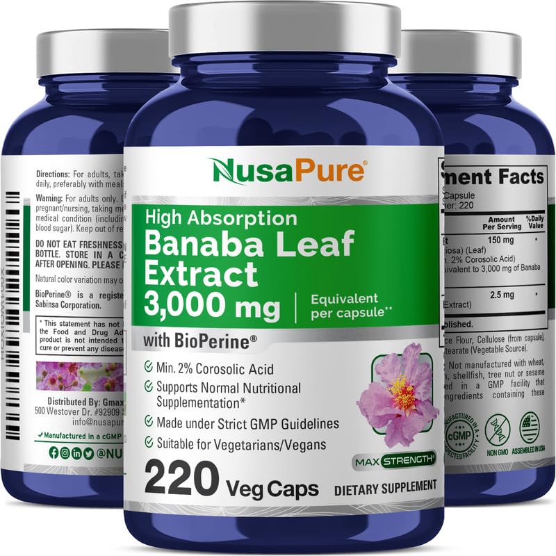 Foto 5 | Suplemento Nusapure Extracto de Hoja fe Banaba 3000 m, 220 Cápsulas Vegetales - Venta Internacional