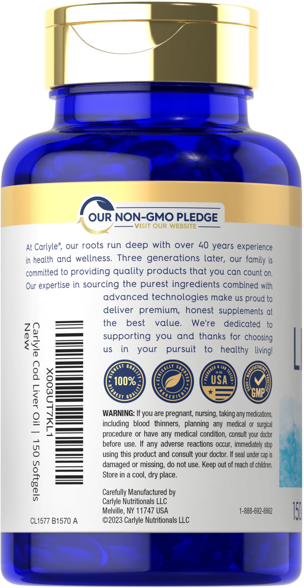 Foto 4 pulgar | Suplemento de Aceite de Hígado de Bacalao Noruego Carlyle 150 Cápsulas Blandas - Venta Internacional