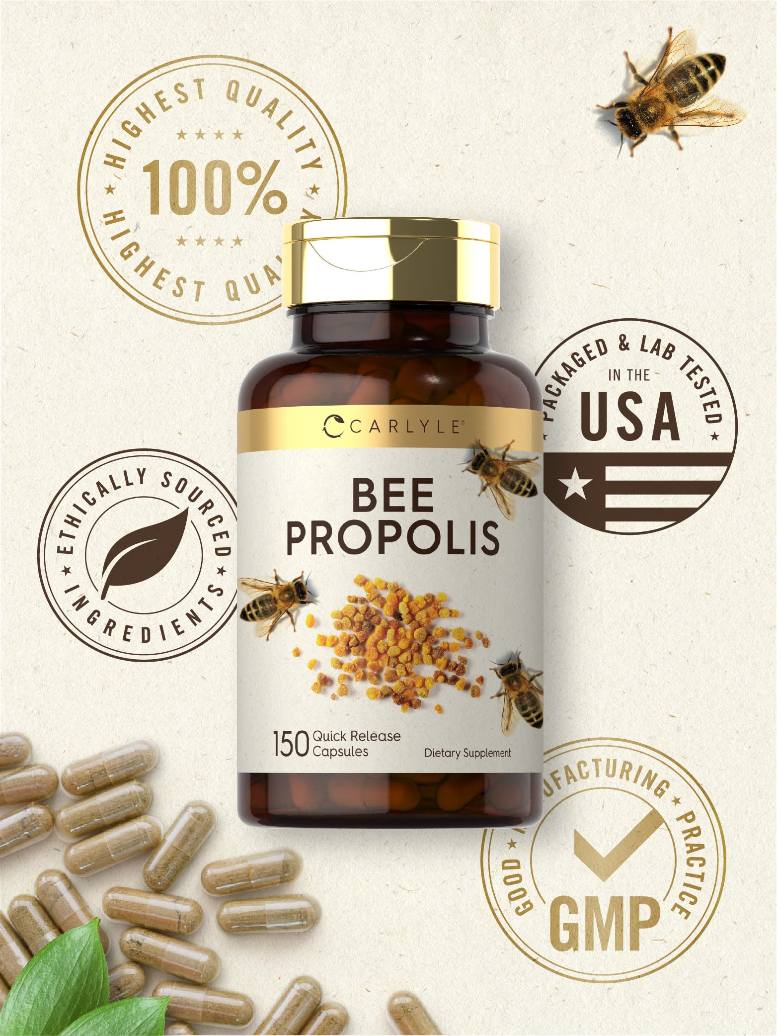 Foto 6 pulgar | Suplemento Carlyle Bee Cápsulas de Propóleo 600 Mg 150 Unidades - Venta Internacional