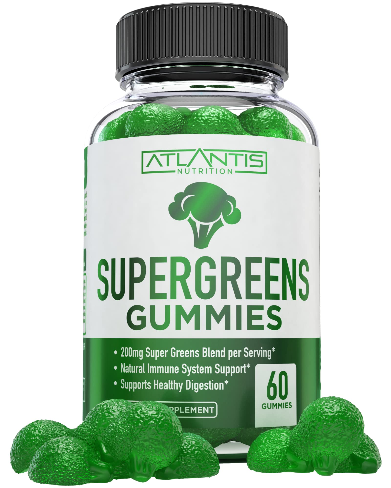 Foto 2 pulgar | Gomitas Supergreens Atlantis Nutrition, 60 Piezas - Venta Internacional